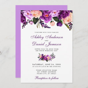 Ultra Violet Purple Floral Wedding Invitation VBP