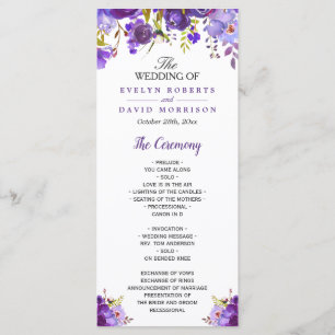 Ultra Violet Purple Floral Wedding Program Programme