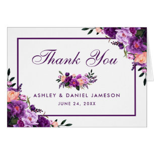 Ultra Violet Purple Floral Wedding Thanks Note PFP