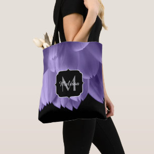 Ultra violet purple flower petals black tote bag