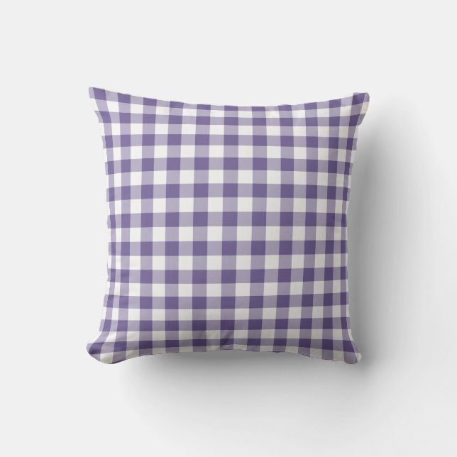 Ultra Violet Purple Gingham Pattern Chequered Cushion (Front)