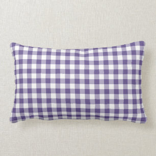 Ultra Violet Purple Gingham Pattern Lumbar Cushion