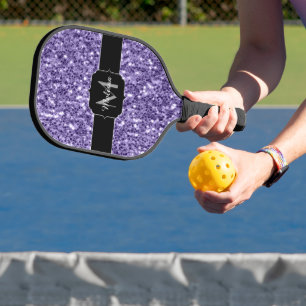 Ultra violet purple glitter sparkle Monogram Pickleball Paddle