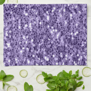 Ultra violet purple glitter sparkles tea towel