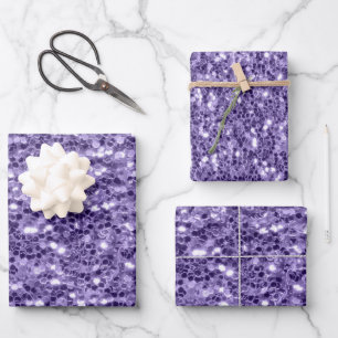 Ultra violet purple glitter sparkles wrapping paper sheet
