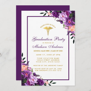 Ultra Violet Purple Medical Grad Party Invite