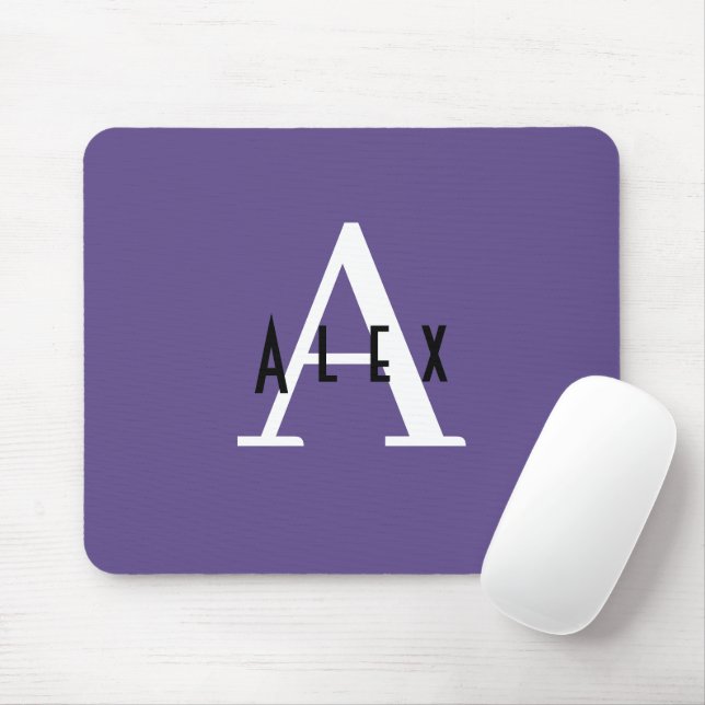 Ultra Violet Purple Modern Monogram Cute Girly Mouse Pad (With Mouse)