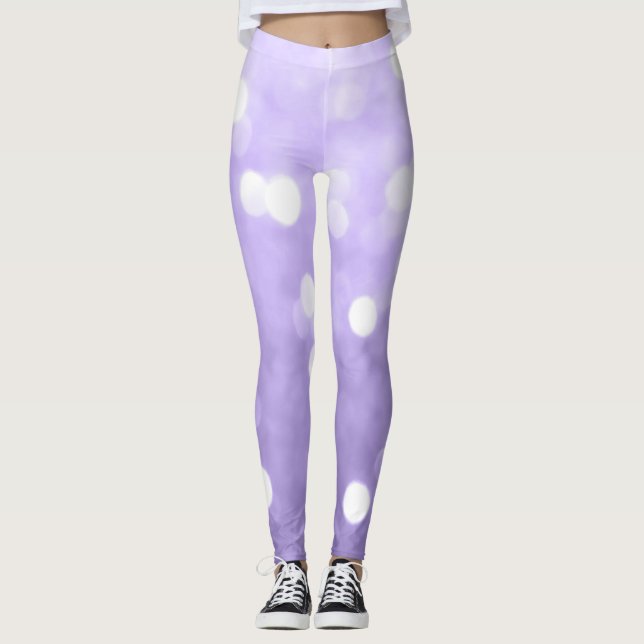Ultra violet purple sparkly bokeh Abstract Leggings (Front)