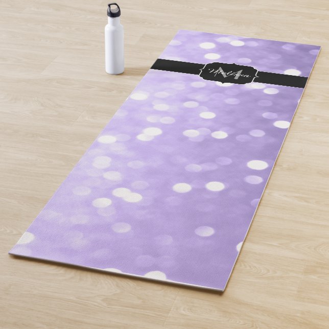 Ultra violet purple sparkly bokeh Monogram Yoga Mat (In Situ)