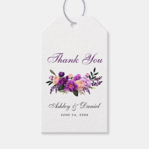 Ultra Violet Purple Watercolor Floral Wedding PS Gift Tags