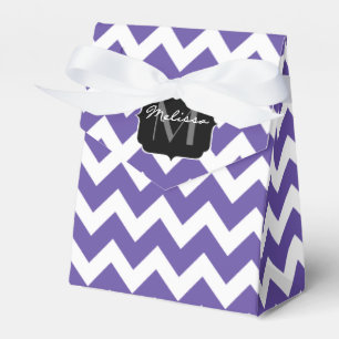 Ultra violet purple white Chevron pattern Monogram Favour Box