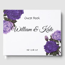 Ultra violet Roses Wedding Guest Book