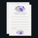 Ultra Violet Watercolor Floral Bridal Mum Advice<br><div class="desc">Watercolor floral bridal shower words of wisdom cards featuring colour of the year 2018 ultra violet with compatible shades of purple. Flowers include hydrangea,  lavender,  peonies and roses.</div>