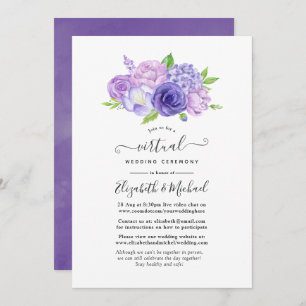 Ultra Violet Watercolor Floral Virtual Wedding Invitation