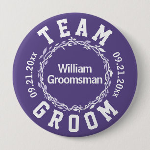 Ultra Violet Wedding Simple Team Groom Or Bride 10 Cm Round Badge