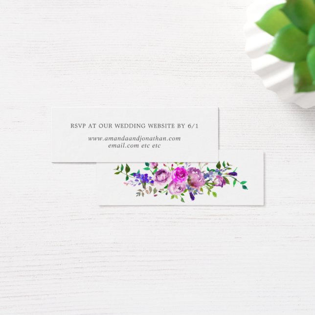 Ultra Violet Wedding Watercolor Floral RSVP (Desk)