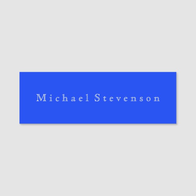 Ultramarine Blue Elegant Modern Business  Name Tag (Front)