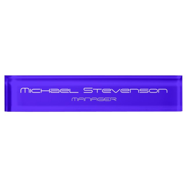 Ultramarine Blue Elegant Modern Desk Nameplate (Front)