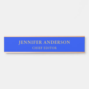 Ultramarine Blue Gold Professional Modern Plain Door Sign