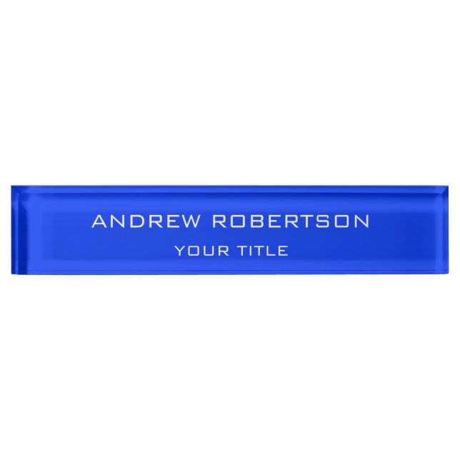 Ultramarine Blue Plain Elegant Minimalist Simple Nameplate (Front)