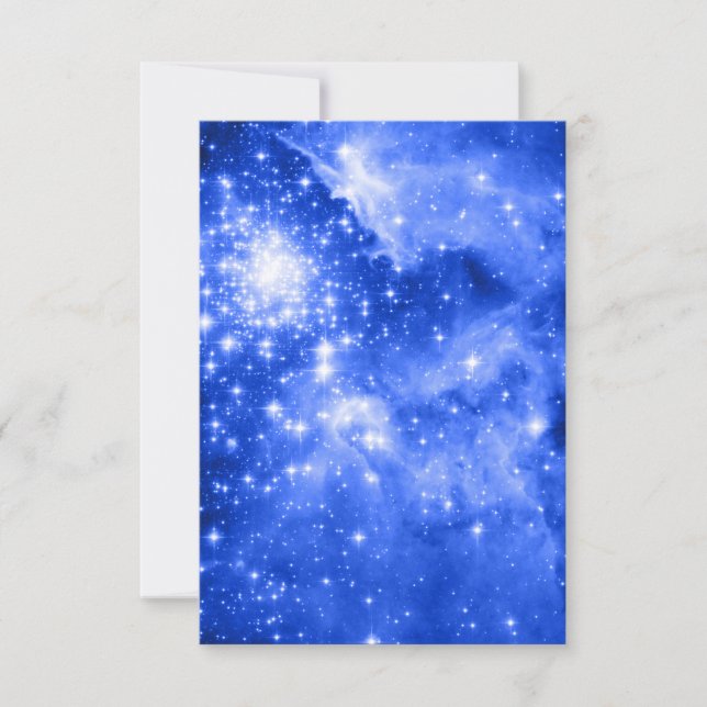 Ultramarine Blue Stars Celestial Photo Invitation (Front)