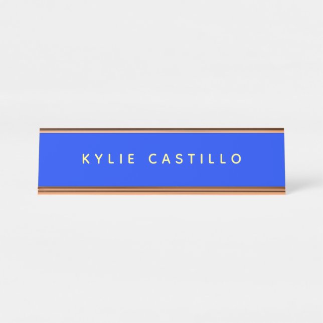 Ultramarine Blue Unique Minimalist Professional Desk Name Plate (Front)