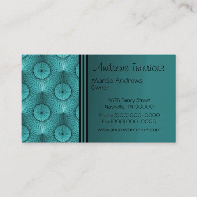 Ultramodern Business Card, Dazzling Teal Card (Front)