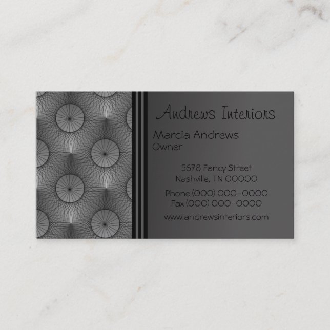 Ultramodern Business Card, Metallic Grey Card (Front)
