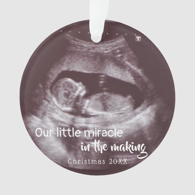 Ultrasound Little Miracle 2 Photo Baby Announce Ornament (Front)