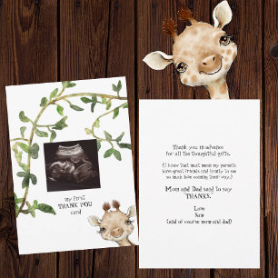 Ultrasound Photo Giraffe Thank You Card