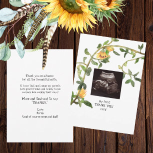 Ultrasound Photo Sunflower Thank You Card