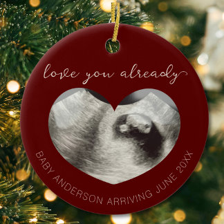 Ultrasound Pregnancy Announcement Keepsake Heart Ceramic Tree Decoration