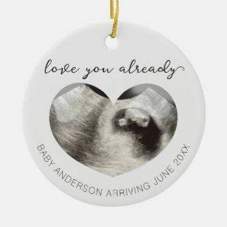 Ultrasound Pregnancy Announcement Keepsake Heart Ceramic Tree Decoration