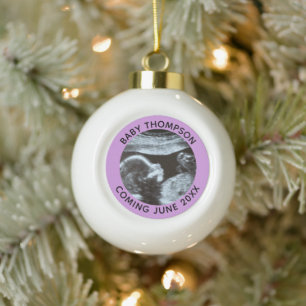 Ultrasound Pregnancy Gender Reveal Sonogram Ceramic Ball Christmas Ornament