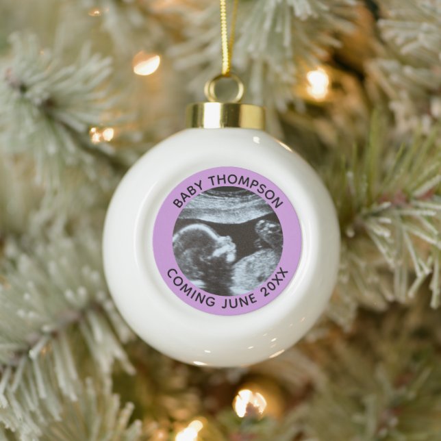 Ultrasound Pregnancy Gender Reveal Sonogram Ceramic Ball Christmas Ornament (Tree)