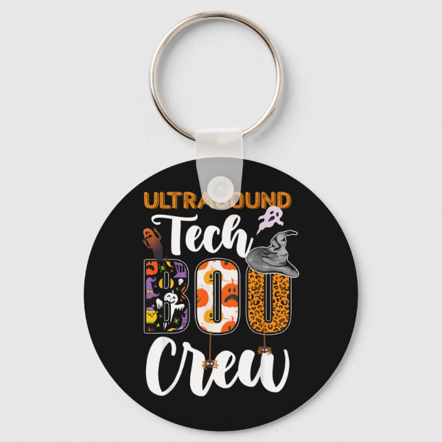 Ultrasound Tech Boo Crew Funny Halloween Key Ring (Front)