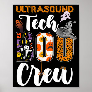 Ultrasound Tech Boo Crew Funny Halloween Poster