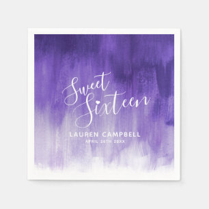 Ultraviolet abstract modern art sweet 16 birthday napkin
