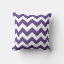 Ultraviolet and White Chevron Stripes Pillow