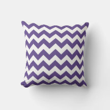 Ultraviolet Chevron and White Stripes Pillow
