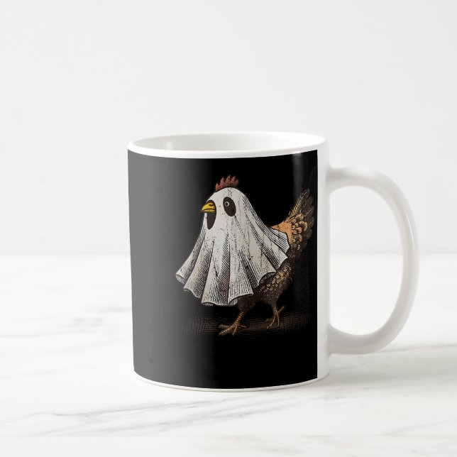 Ultrygeist Chicken, Chicken Ghost, Funny Halloween Coffee Mug (Right)