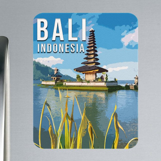 Ulun Danu Beratan Temple Indonesia Watercolor Magnet (Creator Uploaded)