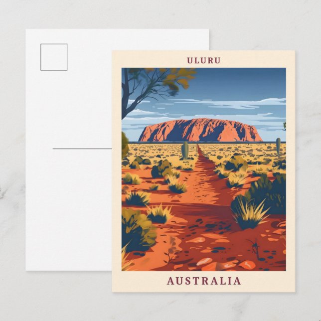 Uluru Australia Elegant Art Vintage Travel Postcard (Front/Back)