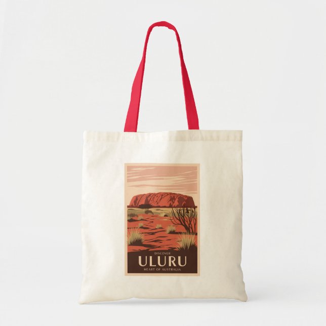 Uluru Australia Travel Art Vintage Tote Bag (Front)