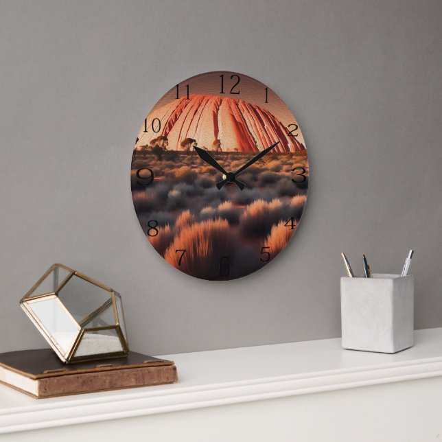 Uluru "Ayers Rock" Australia Oil Paint,  Large Clock (Office)