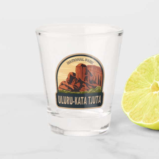 Uluru-Kata Tjuta National Park Australia Emblem Shot Glass (Front)