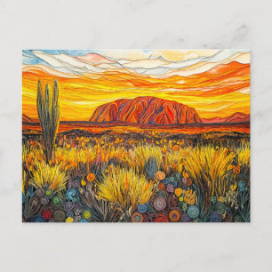 Uluru Outback Landscape in Quilling Style Postcard