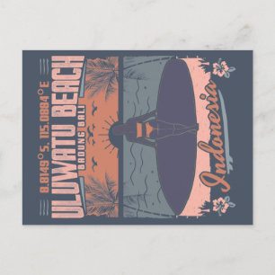 ULUWATU BEACH - SURFING GIRL - BALI INDONESIA POSTCARD