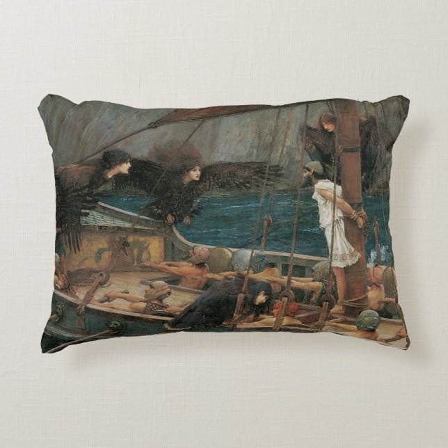 Ulysses and the Sirens by John William Waterhouse Decorative Cushion (Front)