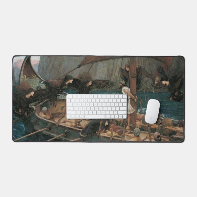 Ulysses and the Sirens by John William Waterhouse Desk Mat (Keyboard & Mouse)